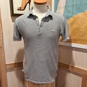 Etro Black & White Striped Polo Shirt S